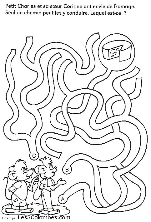 Coloriage d'un labyrinthe complexe avec des chemins sinueux et des éléments variés