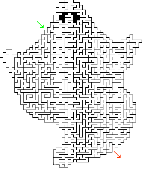 Coloriage d'un labyrinthe complexe avec des chemins sinueux