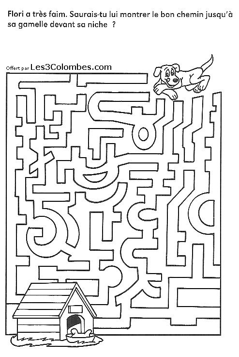Coloriage d'un labyrinthe avec des chemins et des obstacles