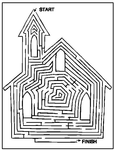 Coloriage d'un labyrinthe complexe avec des chemins sinueux et un décor naturel