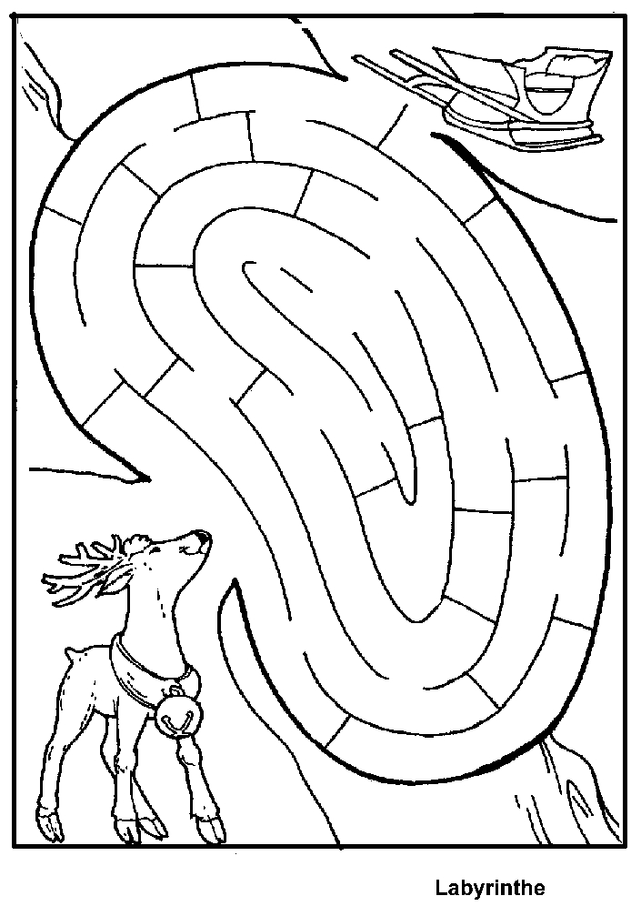 Coloriage d'un labyrinthe complexe entouré de motifs décoratifs