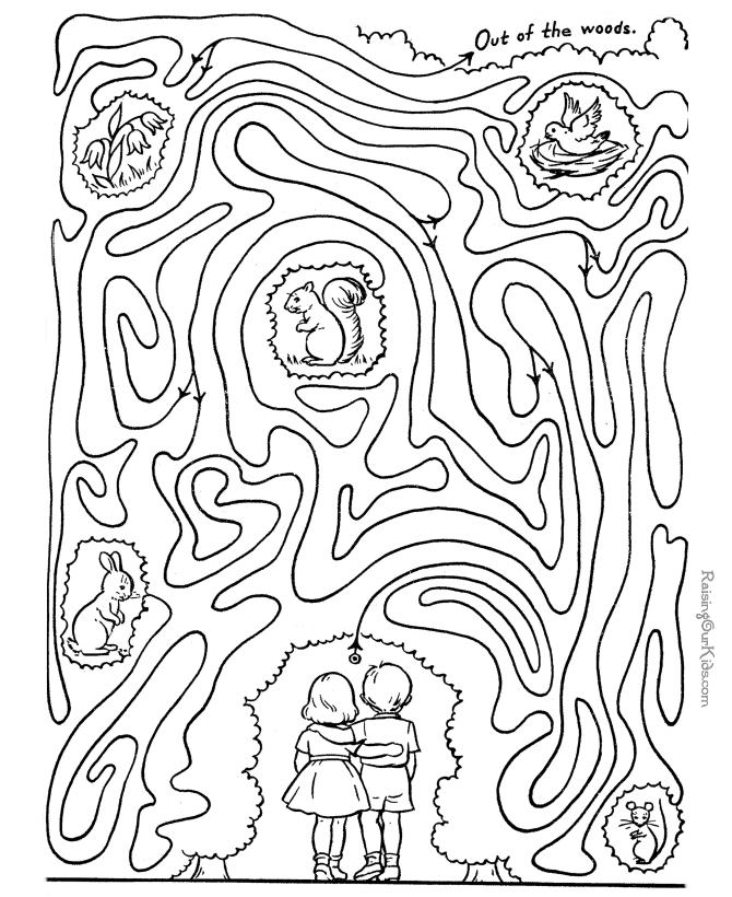 Coloriage d'un labyrinthe complexe avec des éléments variés