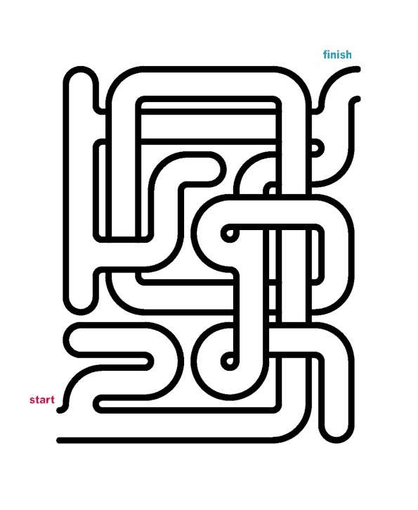 Labyrinthe complexe avec chemins sinueux et détails variés