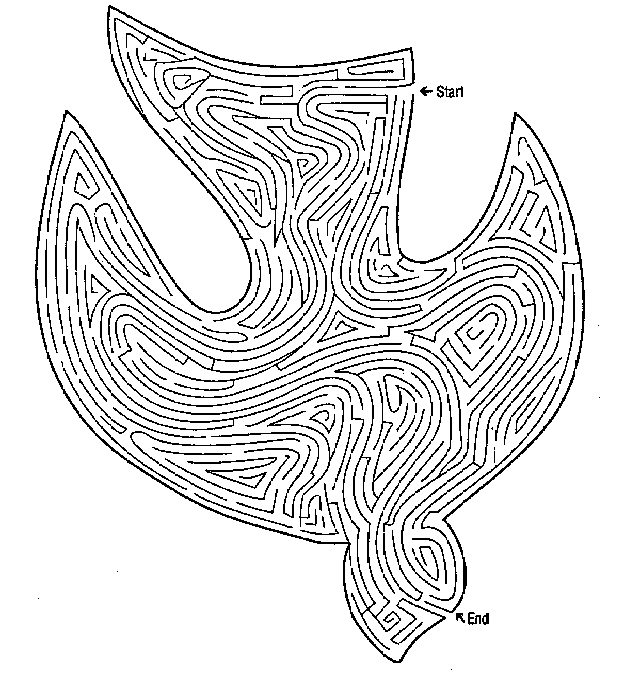 Labyrinthe complexe avec des motifs variés et un chemin sinueux