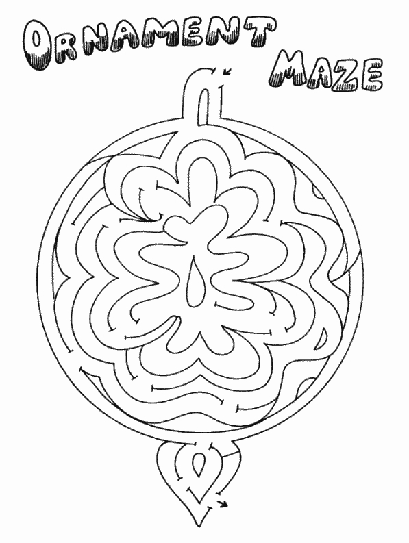 Coloriage d'un labyrinthe complexe avec des chemins sinueux et des éléments de nature