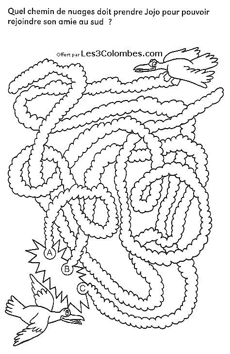 Coloriage de labyrinthe avec divers chemins et obstacles