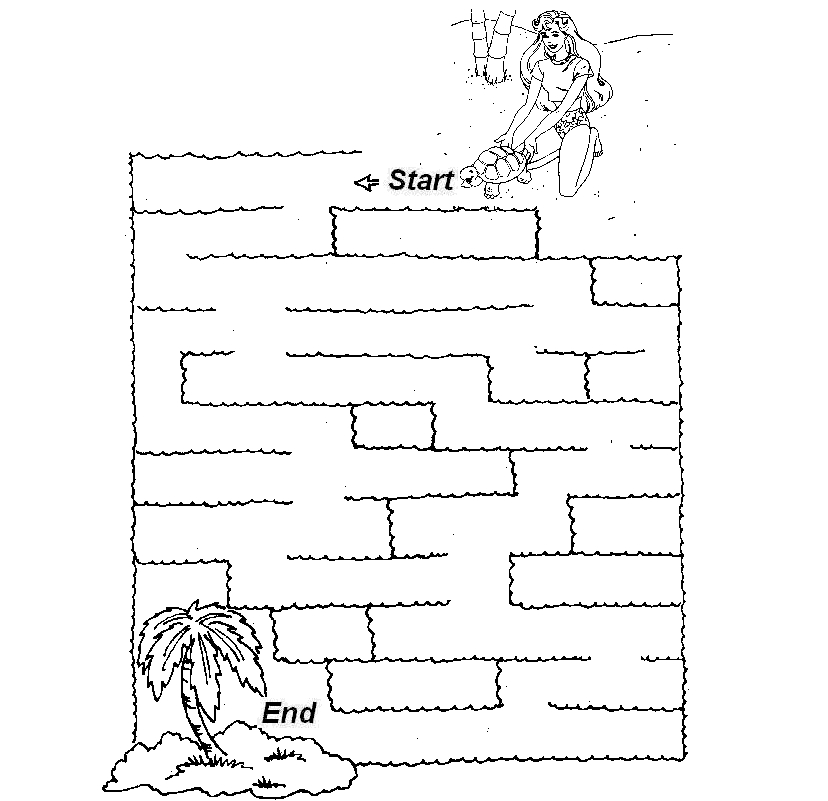 Coloriage d'un labyrinthe original avec chemins sinueux et éléments naturels