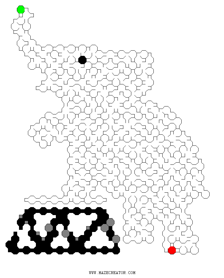 Coloriage d'un labyrinthe avec des chemins sinueux et des éléments naturels