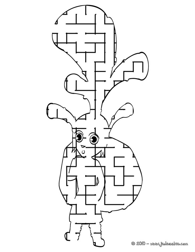 Coloriage d'un labyrinthe complexe avec chemins sinueux et obstacles