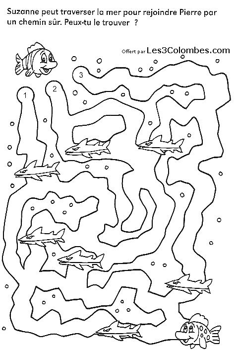 Coloriage de labyrinthes avec des chemins et des obstacles