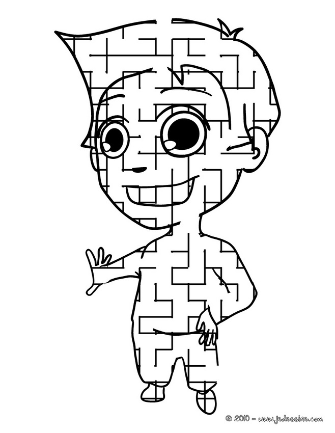 Coloriage d'un labyrinthe complexe avec des éléments variés