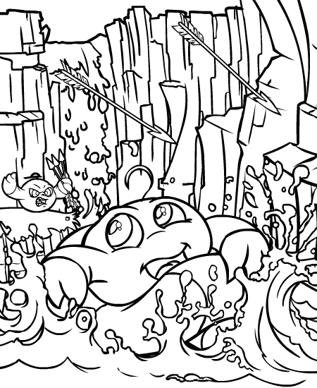 Coloriage d'un lac paisible entouré de nature