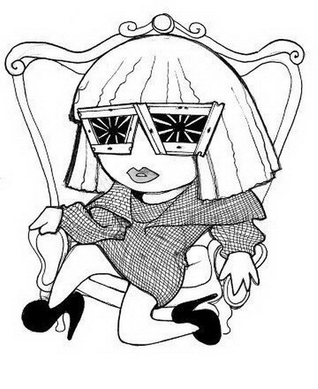Coloriage de Lady Gaga en pleine performance artistique Coloriage de Lady Gaga en pleine performance artistique