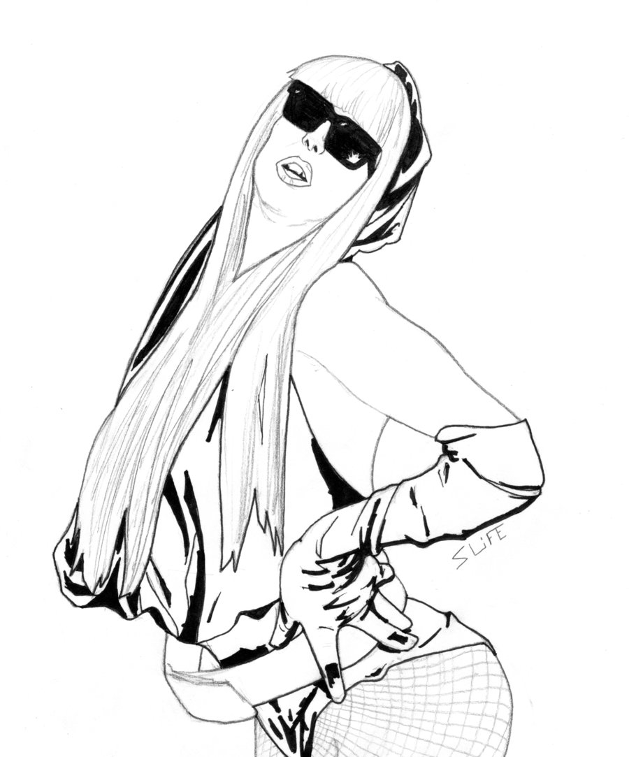 Coloriage de Lady Gaga en pleine performance musicale