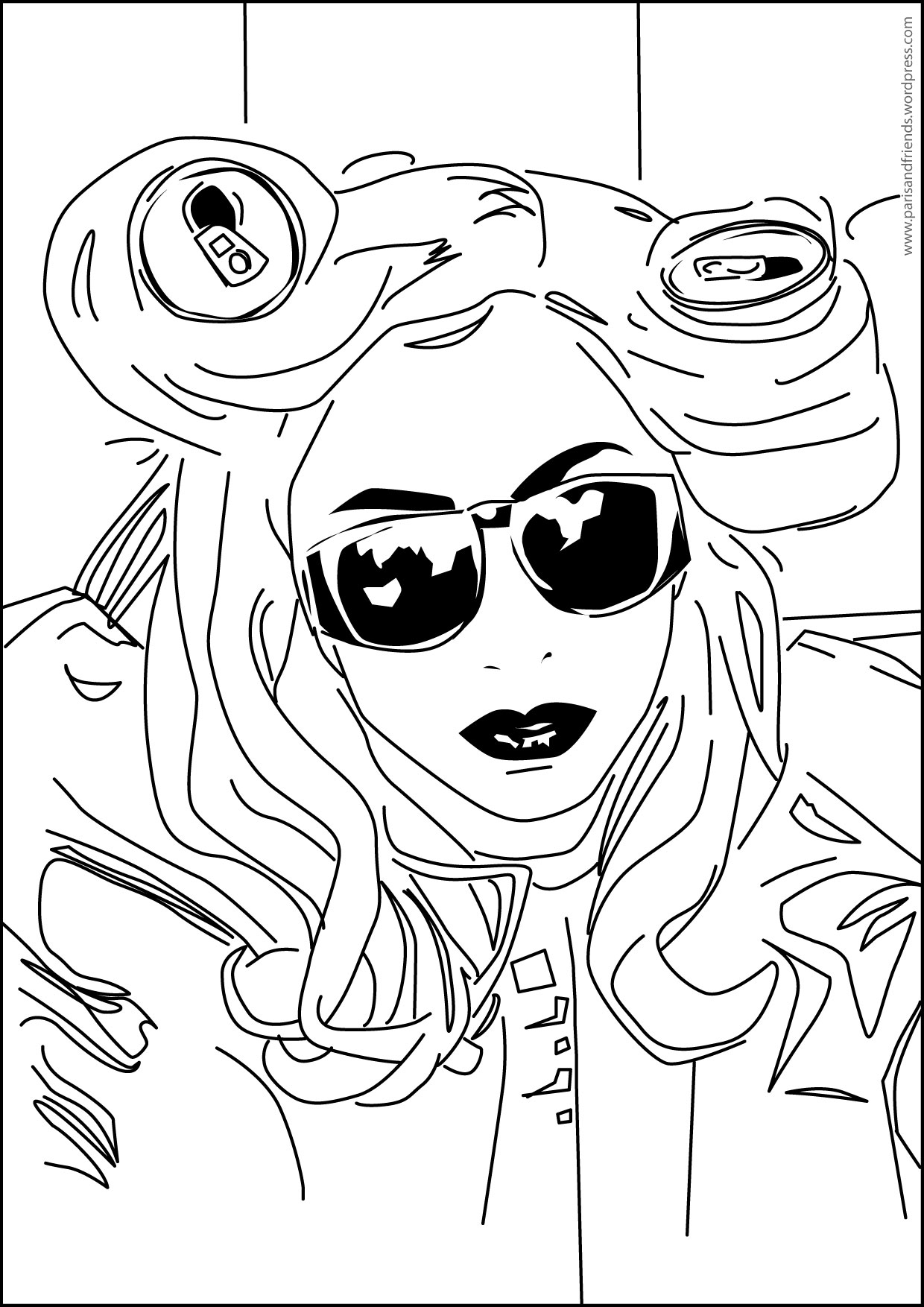 Coloriage de Lady Gaga en pleine performance artistique Coloriage de Lady Gaga en pleine performance artistique