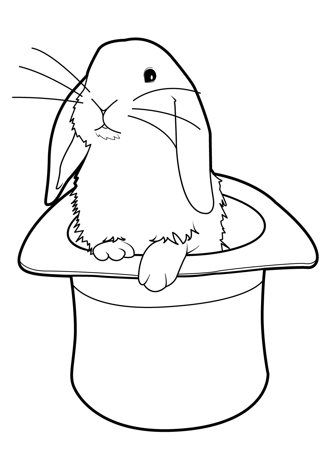 Coloriage d'un lapin espiègle dans un décor champêtre