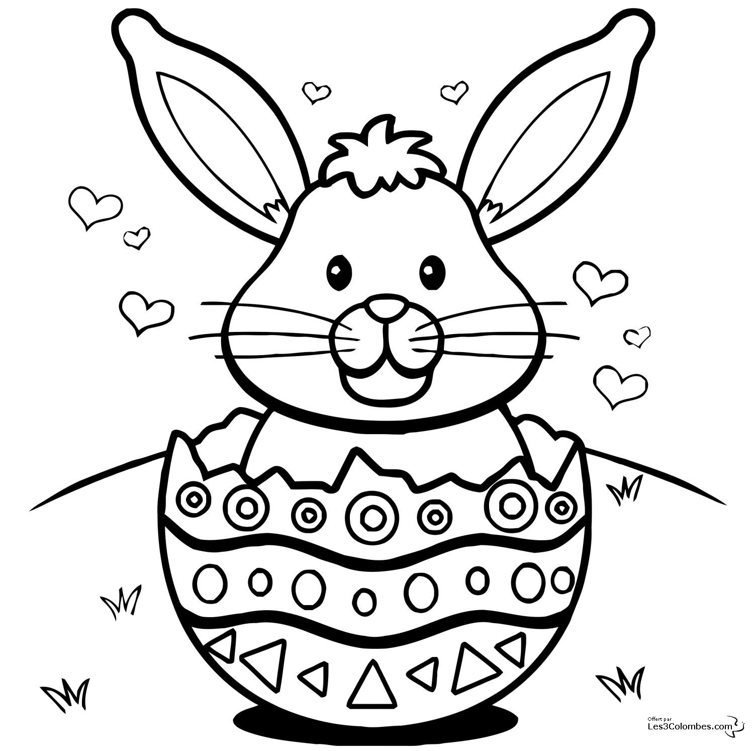 Un lapin joyeux en pleine nature, prêt à être colorié
