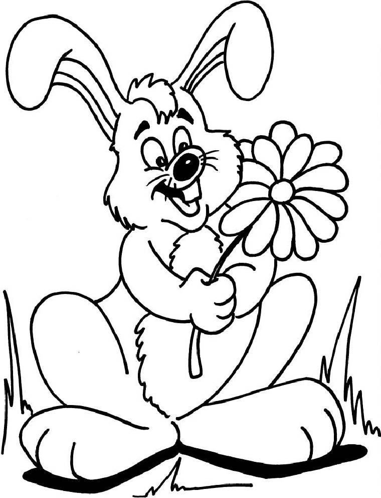 Lapin en train de gambader dans un champ fleuri