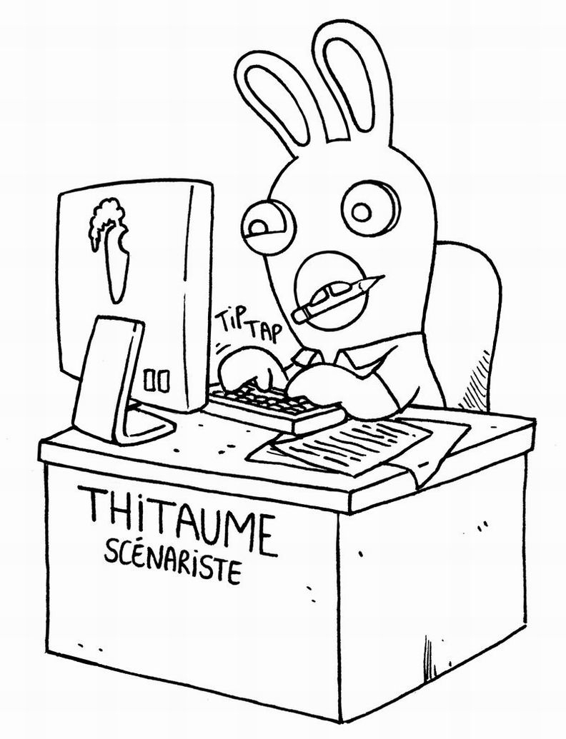 Deux lapins crétins jouant sur un fond simple
