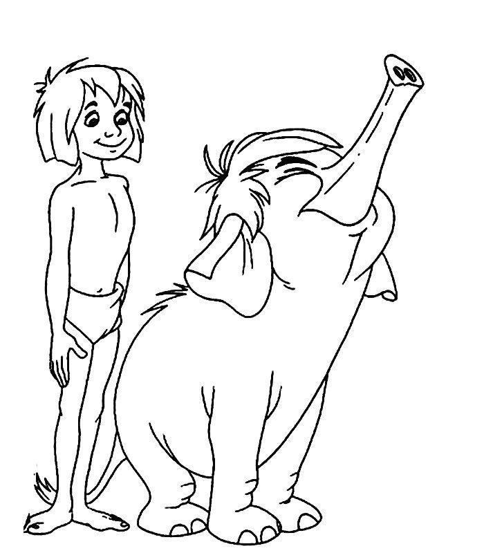 Scène de jungle avec Mowgli et Baloo en pleine aventure