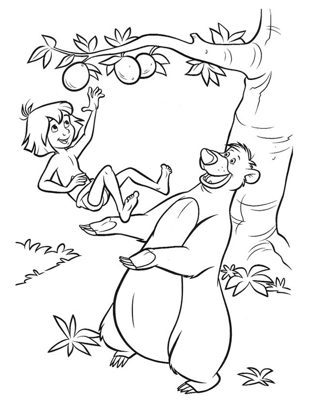 Scène du Livre de la Jungle avec Mowgli et ses amis dans la jungle