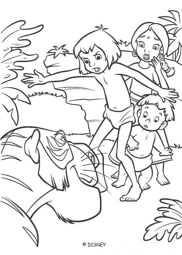 Coloriage du livre de la jungle avec Mowgli et ses amis