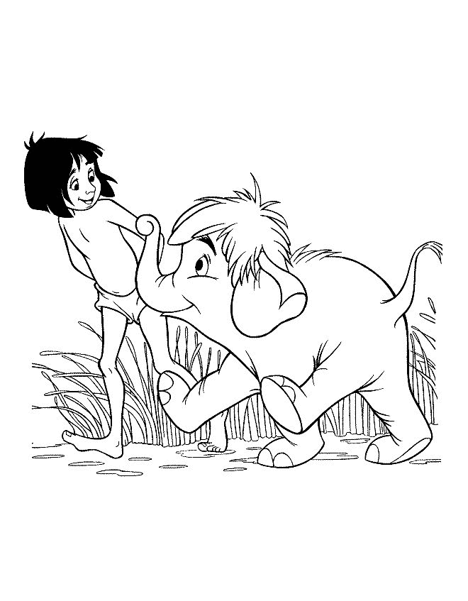 Scène du Livre de la Jungle avec Mowgli et ses amis dans la jungle