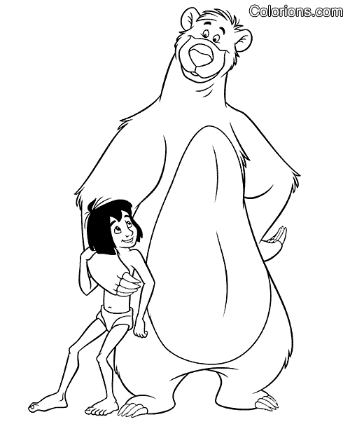 Scène du livre de la jungle avec Mowgli et ses amis animaux