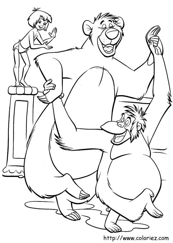 Scène de la jungle avec Mowgli et Baloo dans le livre de la jungle