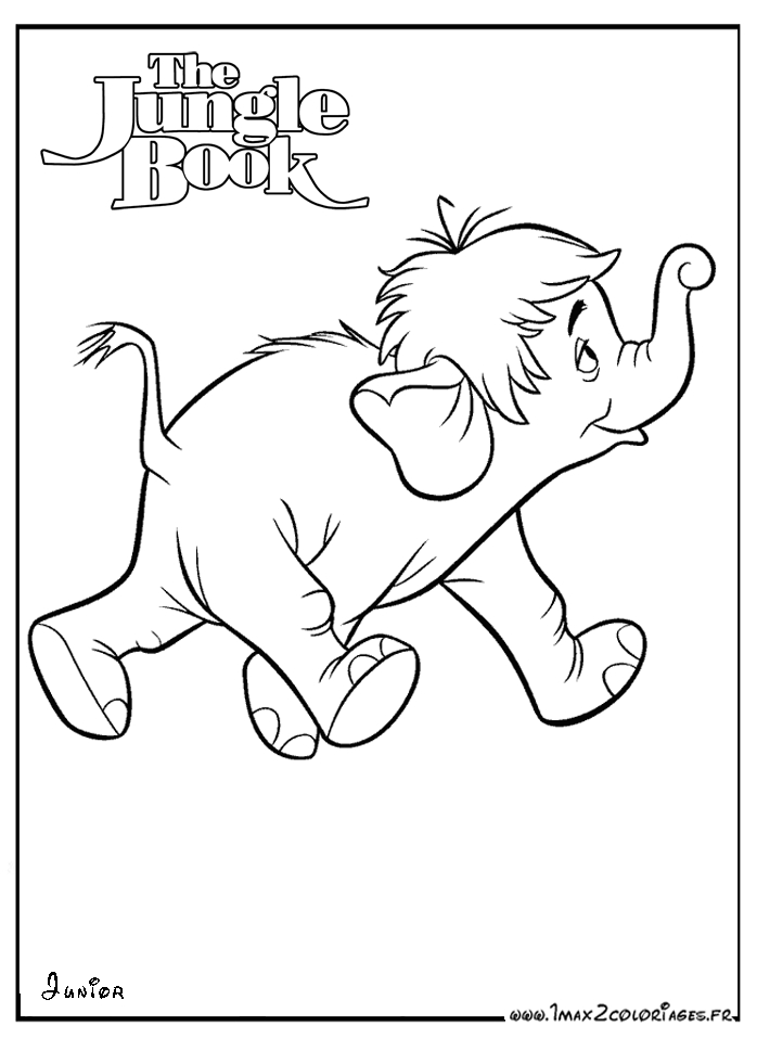 Coloriage du Livre de la Jungle avec Mowgli et ses amis dans la forêt