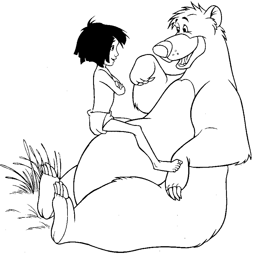 Scène de la jungle avec Mowgli et Baloo en pleine aventure