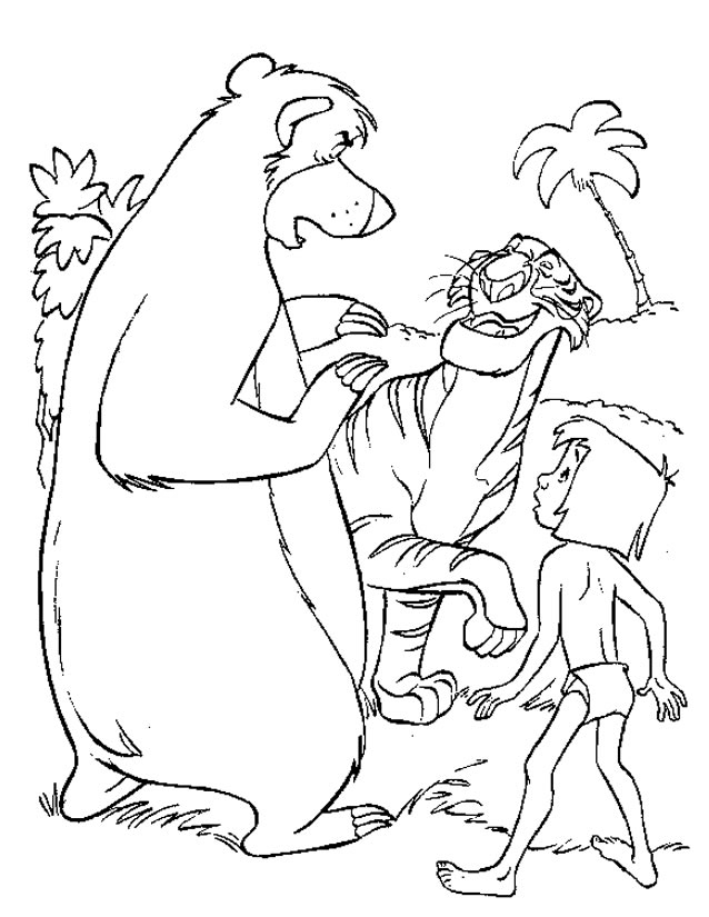 Scène du livre de la jungle avec Mowgli et ses amis dans la forêt