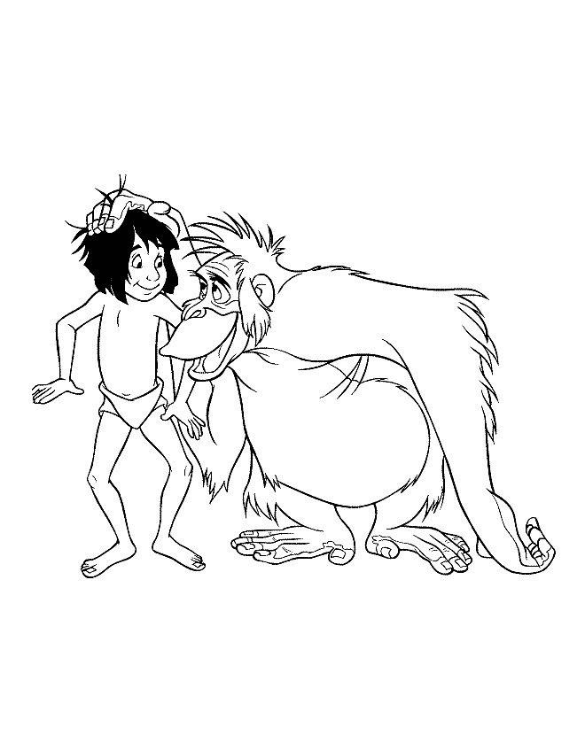 Scène du Livre de la Jungle avec Mowgli et Baloo dans la forêt