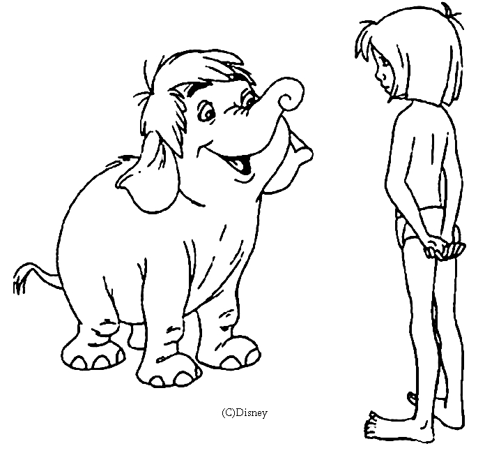 Scène du Livre de la Jungle avec Mowgli et ses amis dans la jungle
