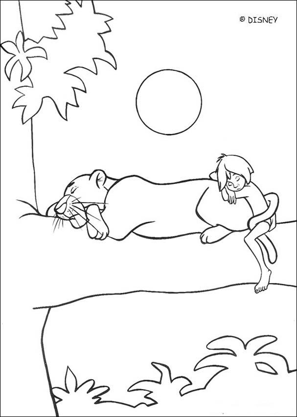 Scène du livre de la jungle avec Baloo et Mowgli dans la forêt