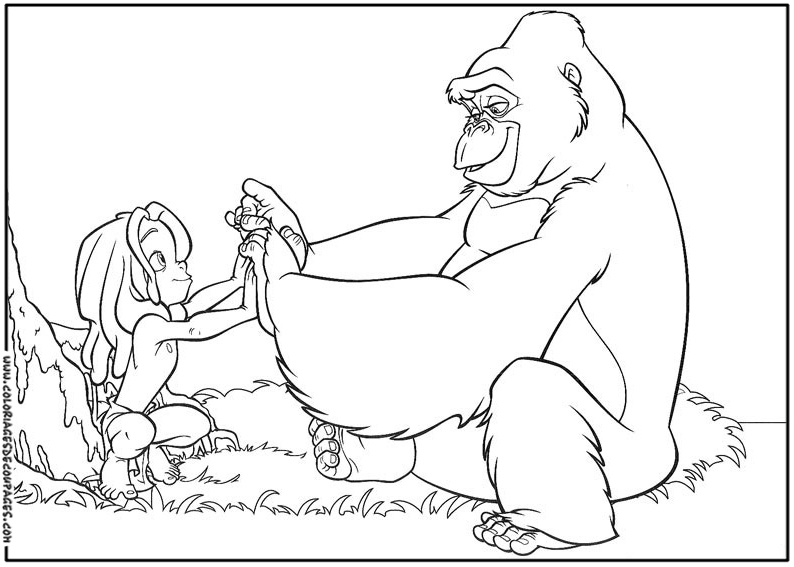 Scène du Livre de la Jungle avec Mowgli et Baloo sous les Feuilles Scène du Livre de la Jungle avec Mowgli et Baloo sous les Feuilles