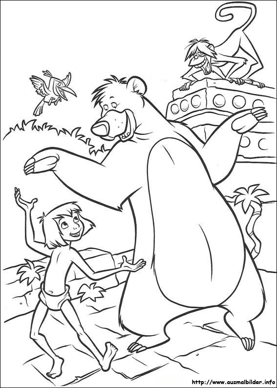 Un coloriage du Livre de la Jungle avec Mowgli et Baloo dans la jungle Un coloriage du Livre de la Jungle avec Mowgli et Baloo dans la jungle
