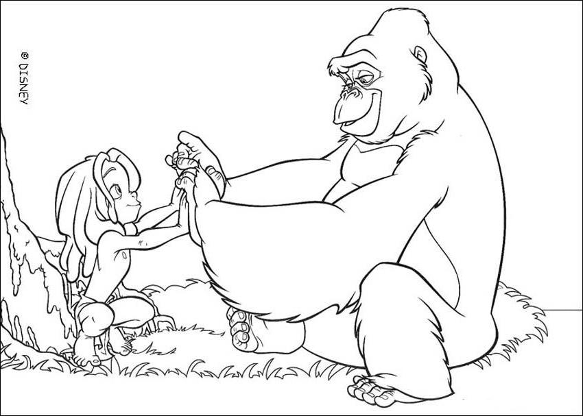 Scène de coloriage inspirée du Livre de la Jungle avec Mowgli et Baloo