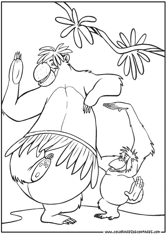 Scène du Livre de la Jungle avec Mowgli et Baloo au bord de la rivière Scène du Livre de la Jungle avec Mowgli et Baloo au bord de la rivière
