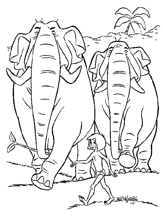 Coloriage du Livre de la Jungle avec Mowgli et Baloo au bord de la rivière Coloriage du Livre de la Jungle avec Mowgli et Baloo au bord de la rivière