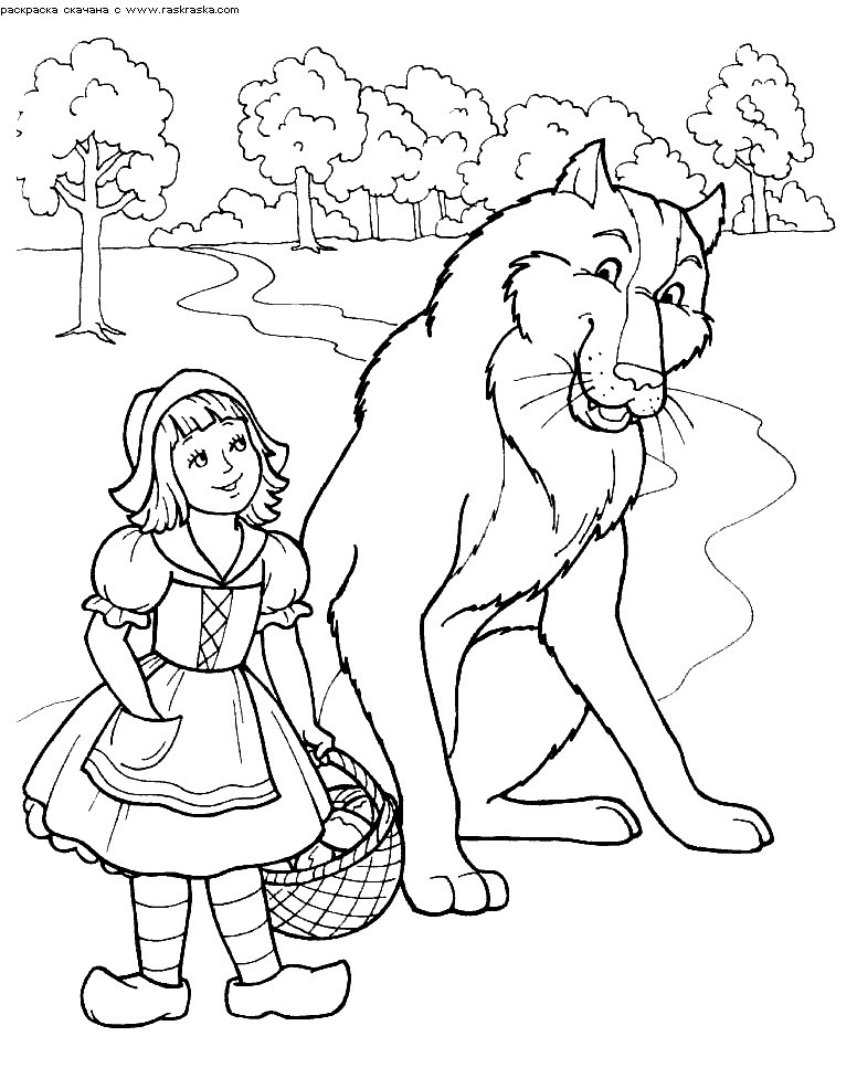 Le Petit Chaperon Rouge marchant dans la forêt avec sa galette