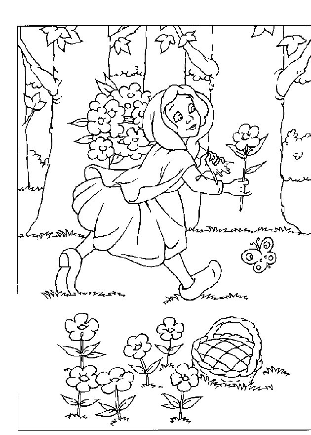 Le Petit Chaperon Rouge marchant dans la forêt