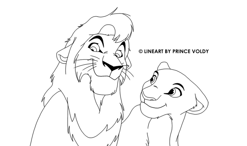 Le roi lion et ses compagnons dans la savane