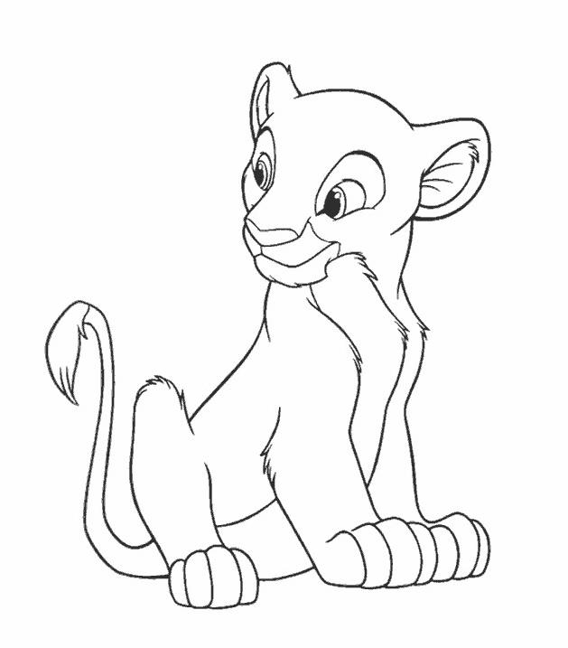 Coloriage du roi lion avec Simba et Nala dans la savane