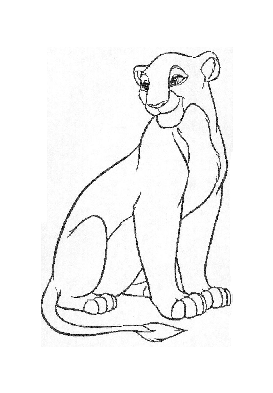 Coloriage représentant Simba et ses amis dans la savane