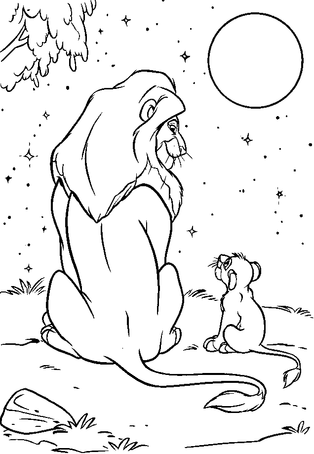 Coloriage du Roi Lion : Simba et ses amis dans la savane