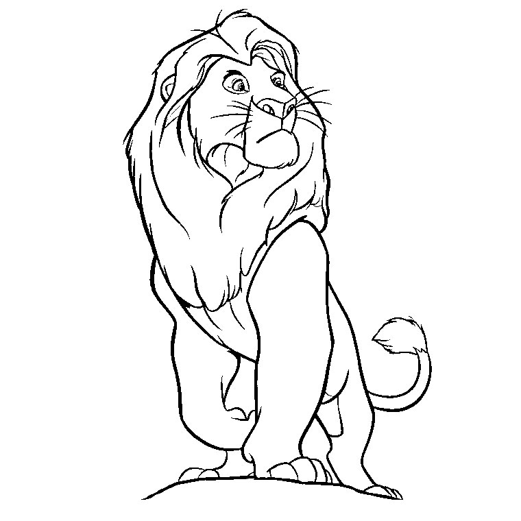 Coloriage du roi lion avec Simba et ses amis dans la savane