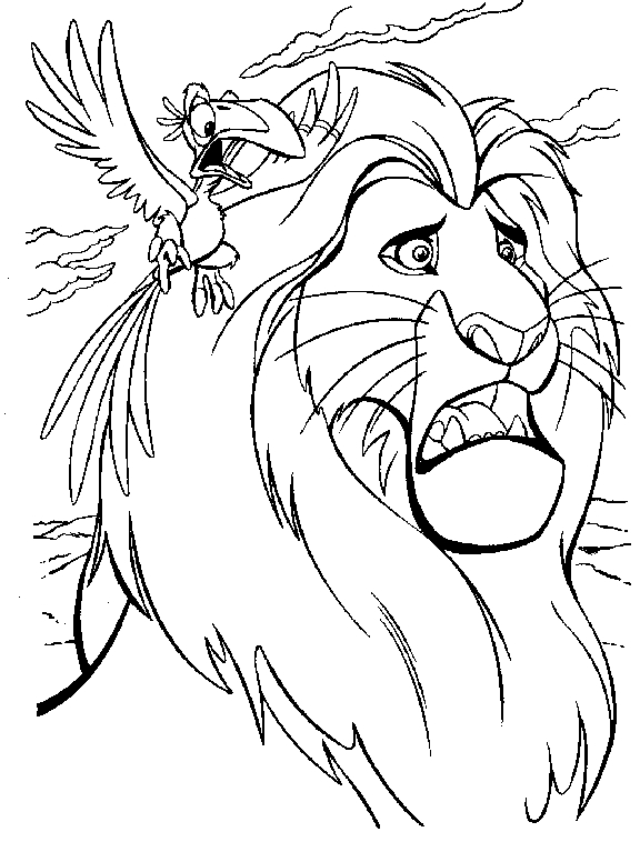 Scène de coloriage du roi lion avec Simba et Nala dans la savane