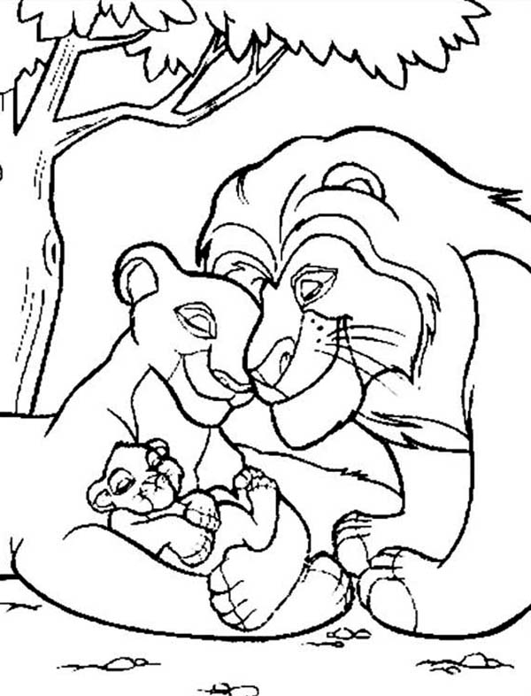 Simba et Nala jouant dans la savane sous le soleil