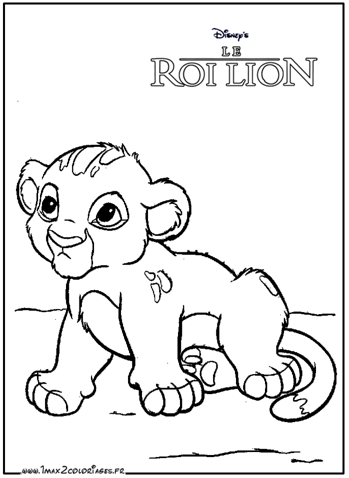 Scène de coloriage représentant Simba et ses amis dans la savane